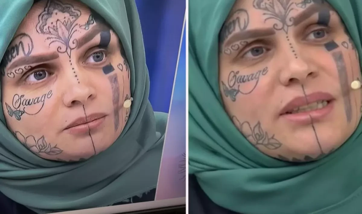 Dövmeleri, katıldığı programa damga vurdu