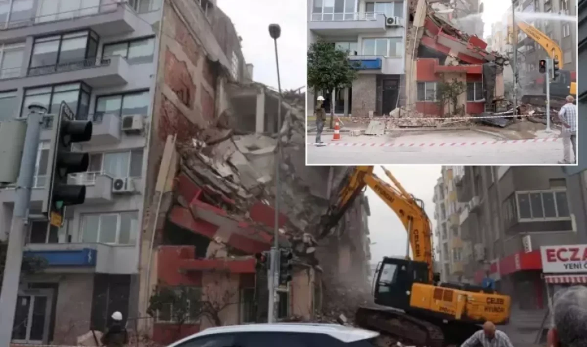İzmir Balçova’da Kentsel Dönüşüm Yıkımı Sırasında Yan Apartmanda Hasar Oluştu