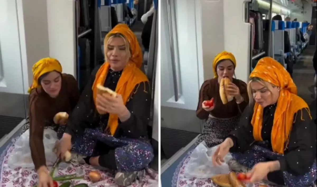 Mükremin Gezgin’den hızlı trende tepki çeken hareket: Vagon ortasında yer sofrası kurdu