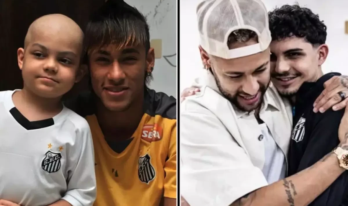 Neymar, 2012’de lösemiyle mücadele eden minik Santos taraftarı Matheus ile yıllar sonra yeniden buluştu